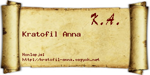 Kratofil Anna névjegykártya